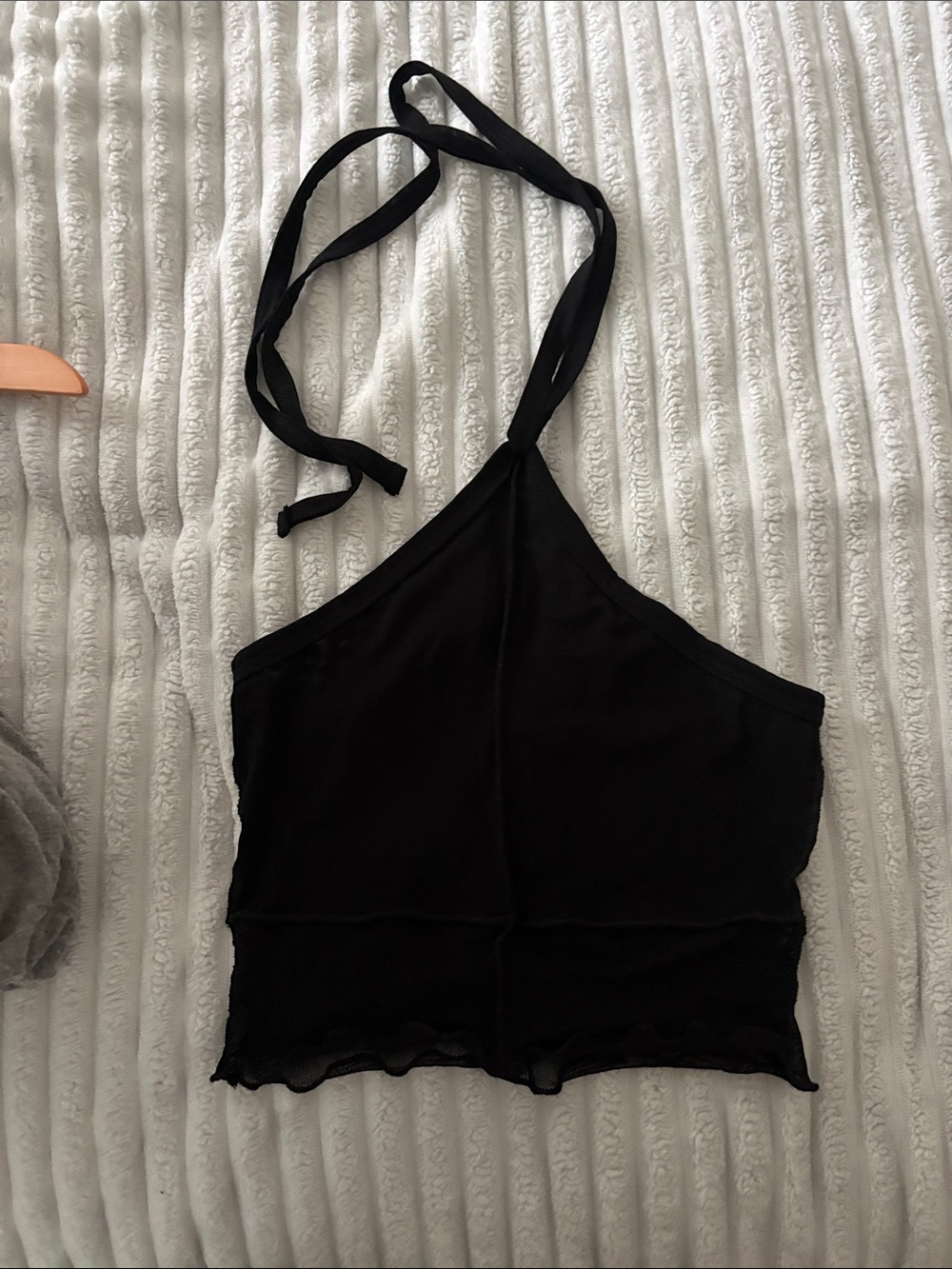 Black Halter Ribbed Crop Top